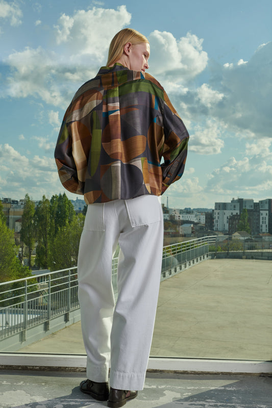 BLOUSE RITA GREEN/BROWN