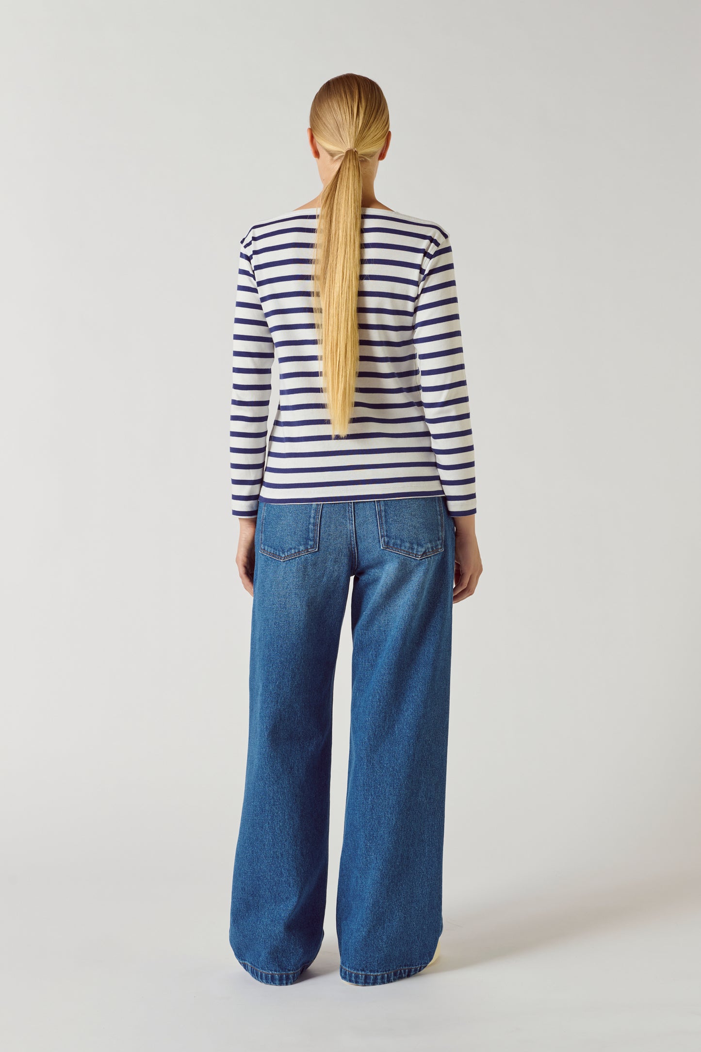 Tee-Shirt Katy - Blanc/Bleu - Coton - Femme