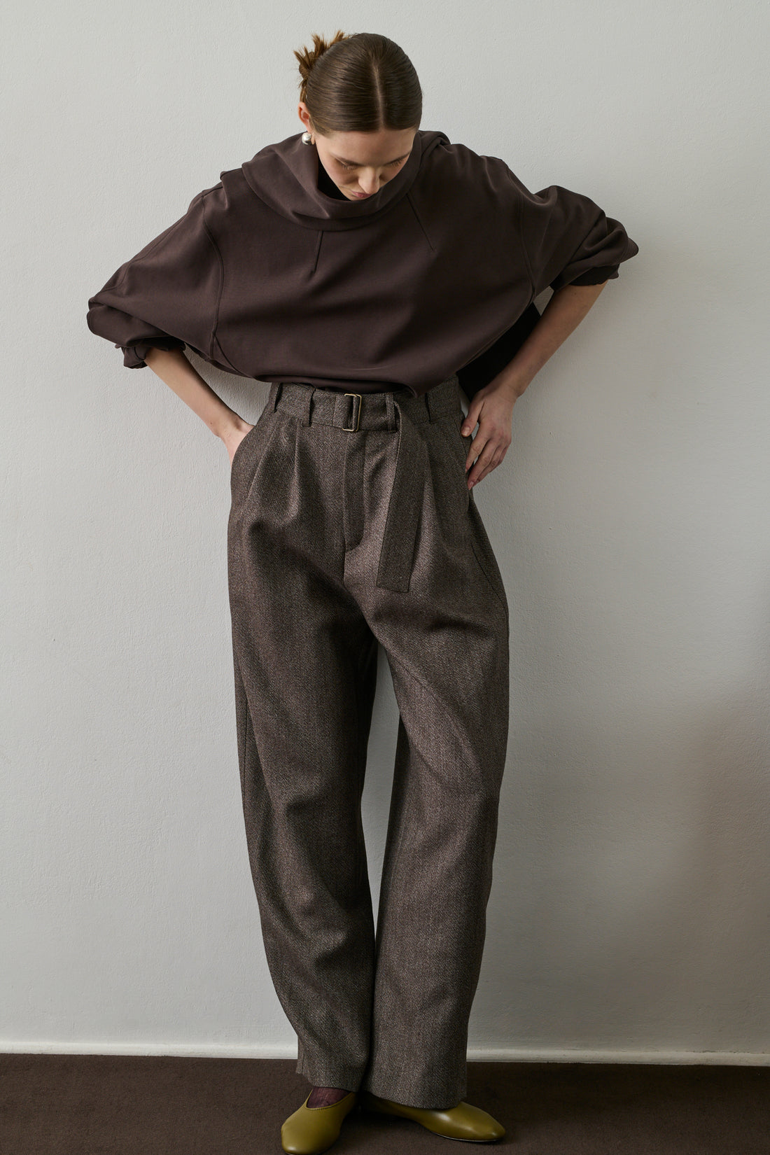 Pantalon Cole - Marron/Écru - Laine - Femme