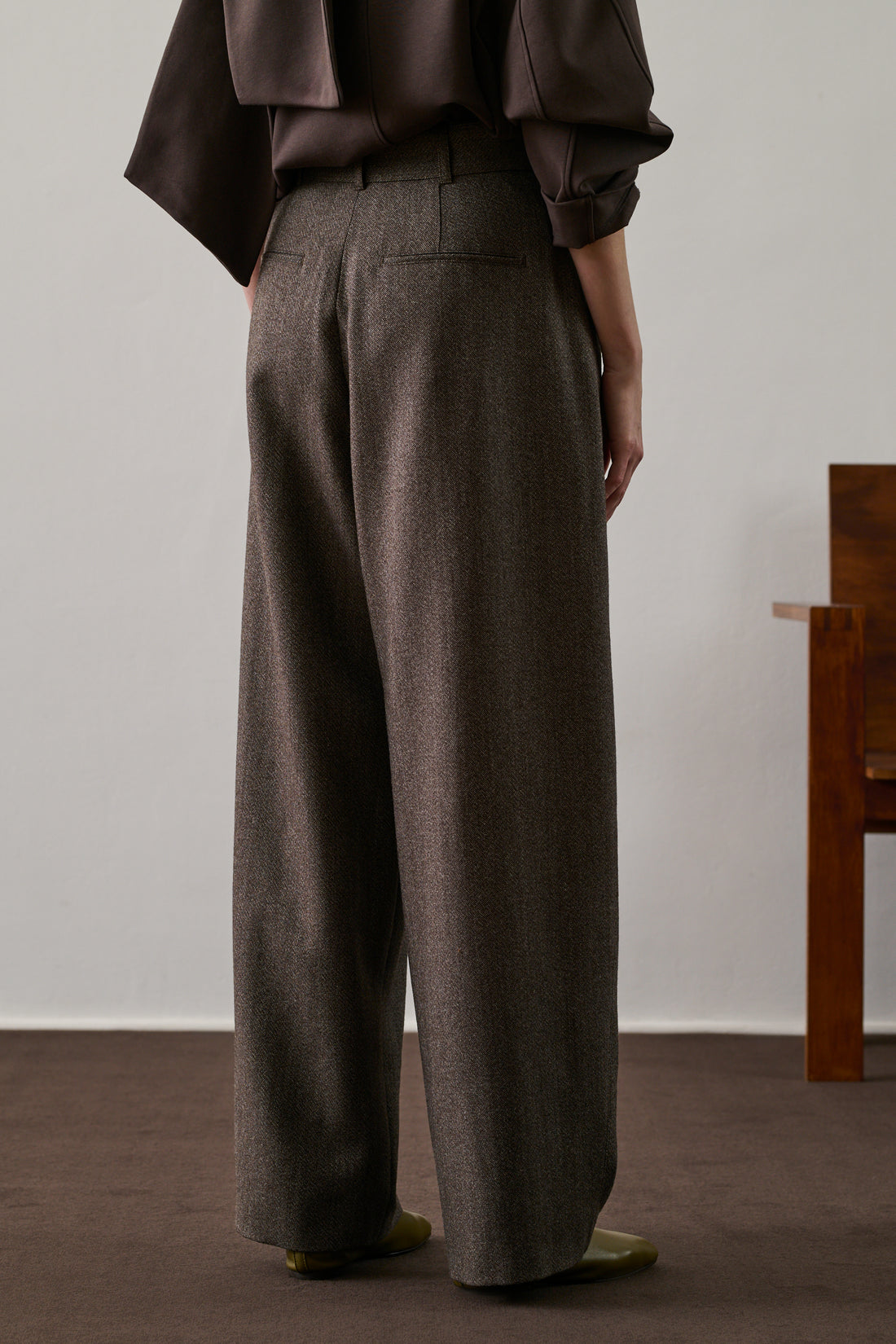 Pantalon Cole - Marron/Écru - Laine - Femme