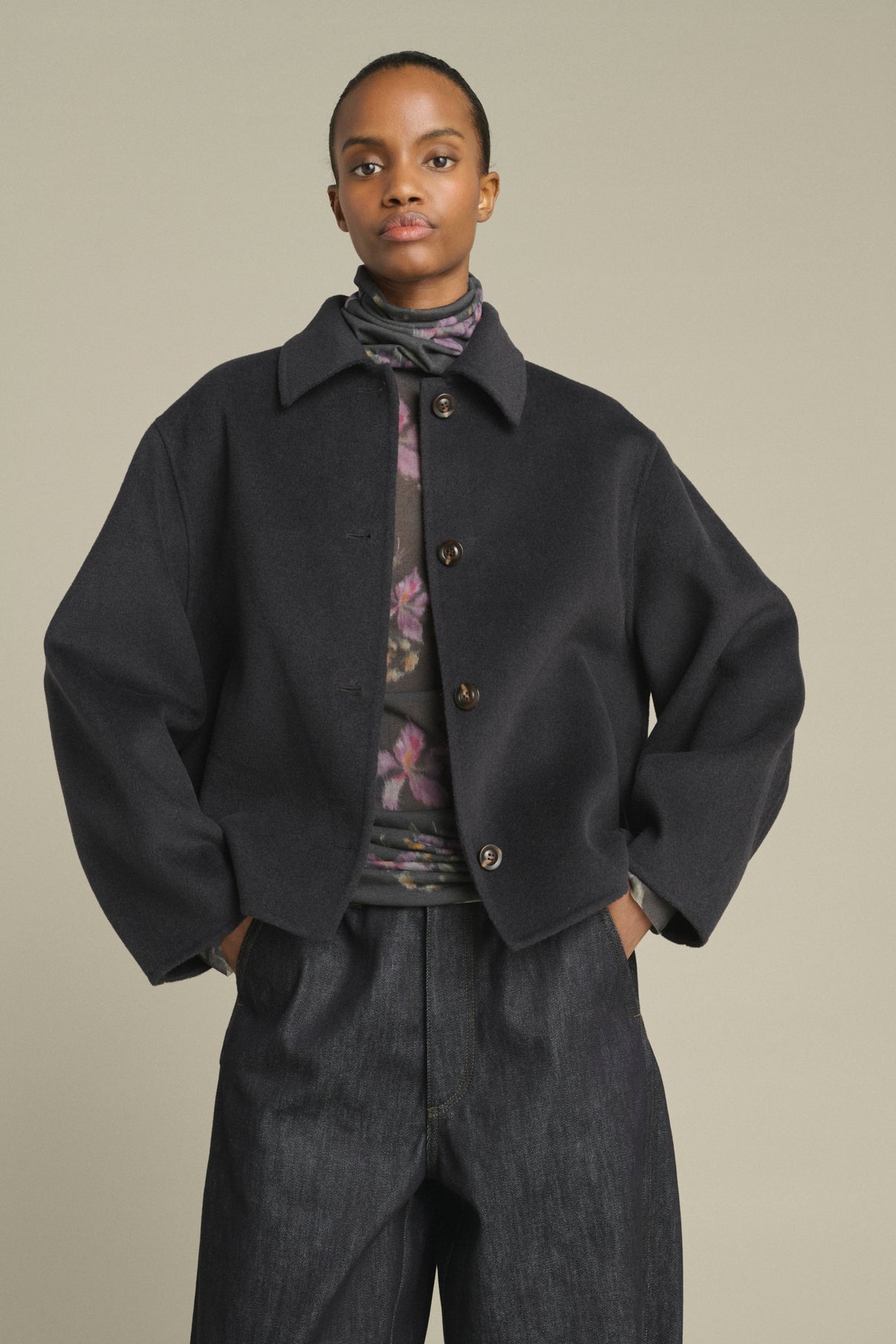 Coat Gyoda - Charcoal - Wool - Women vue 2