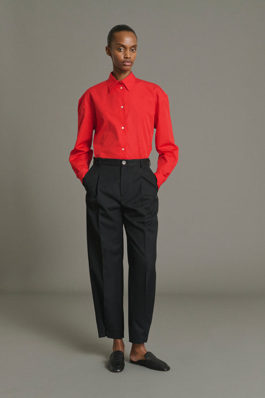 Felix Trousers - Black Wool with Pleats Women - Soeur