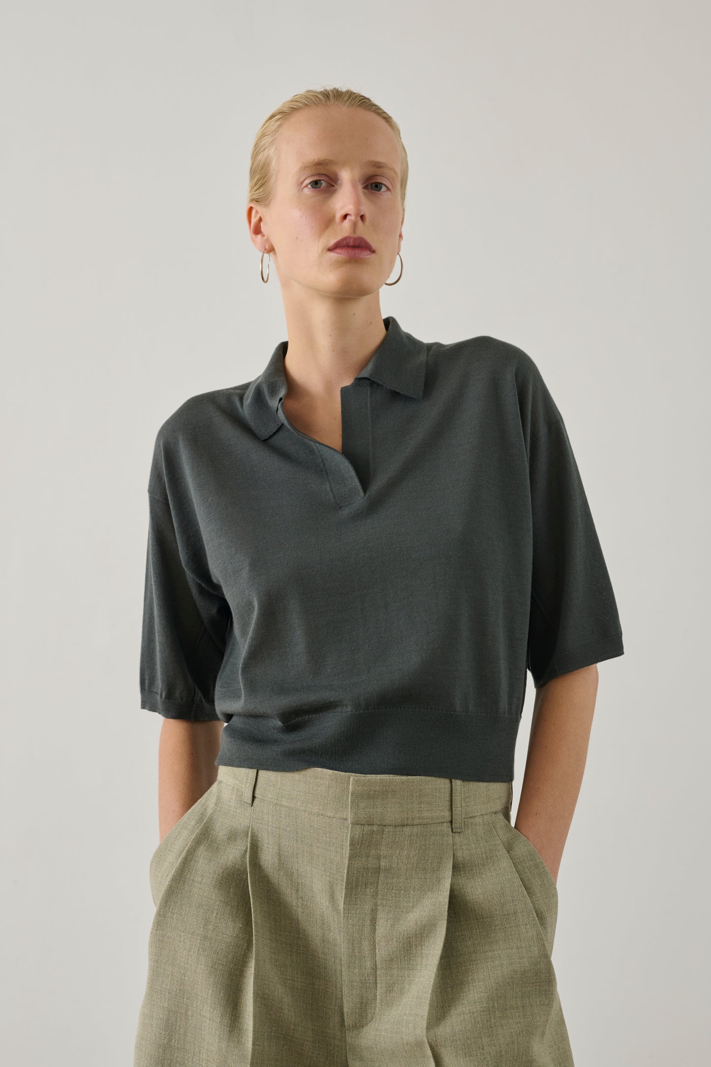 Elton Polo - Grey/Blue - Merino Wool - Women