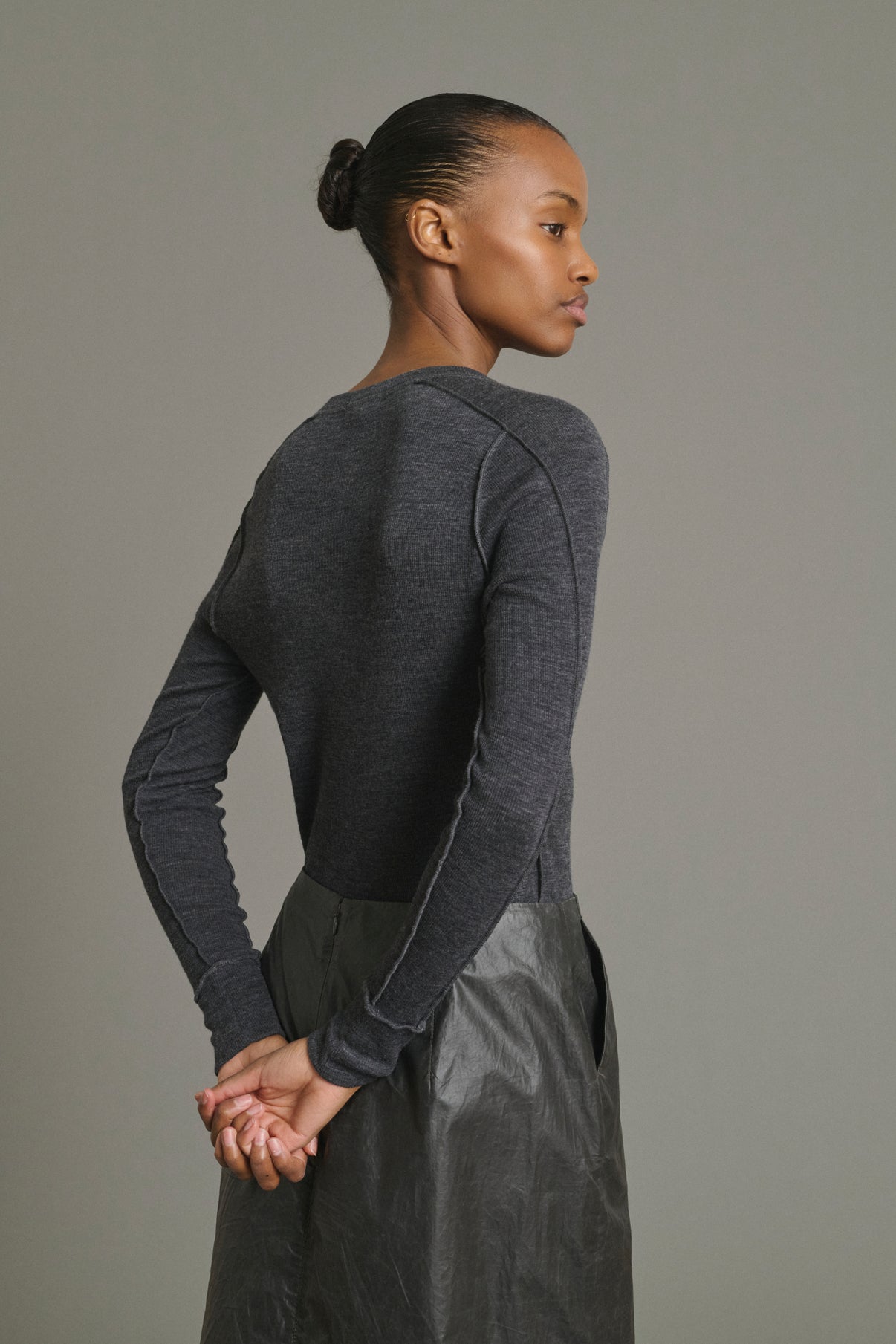 Flavia Skirt - Dark Brown - Cotton - Women vue 3