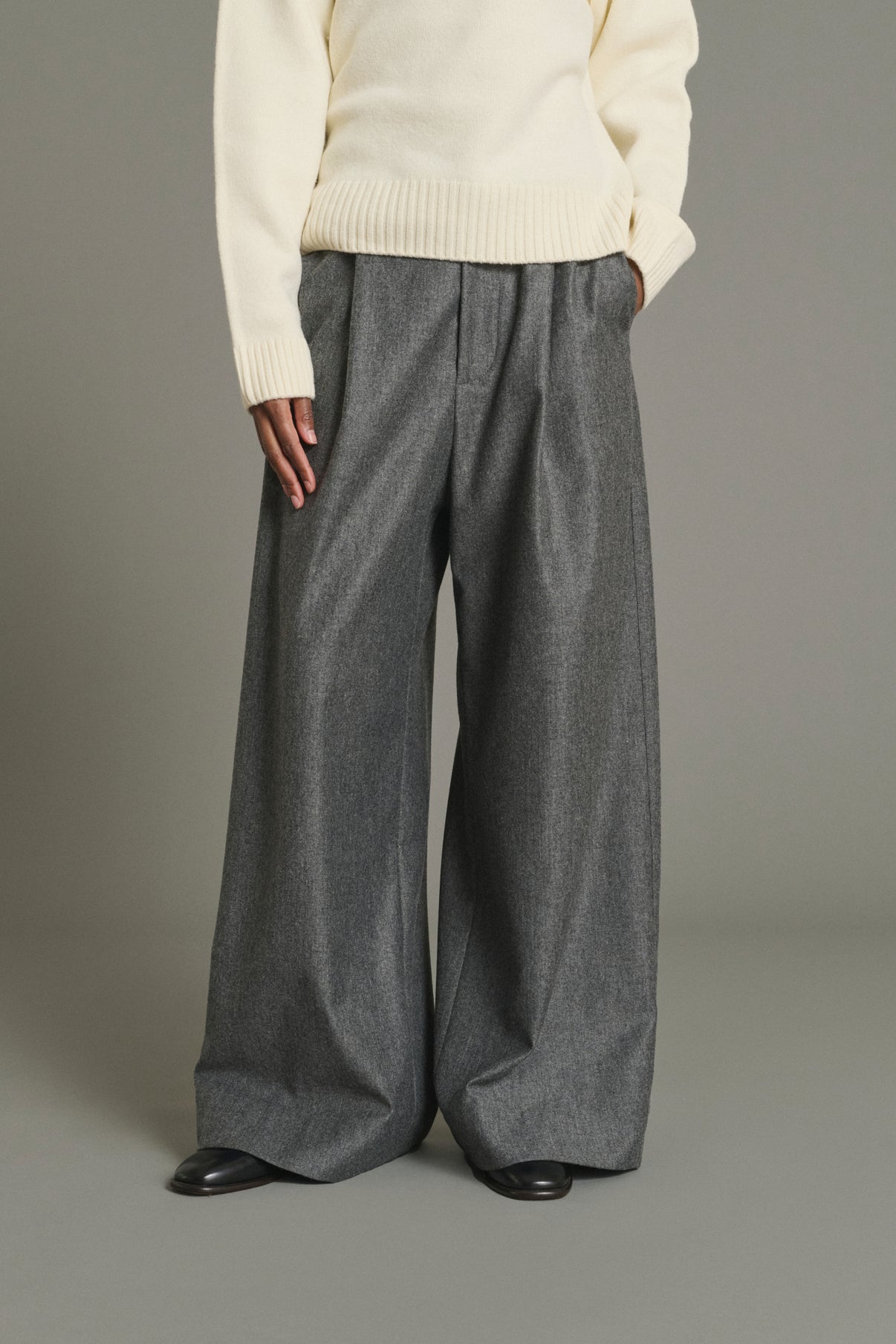 Trousers Hugues - Marl Grey - Wool - Women vue 3