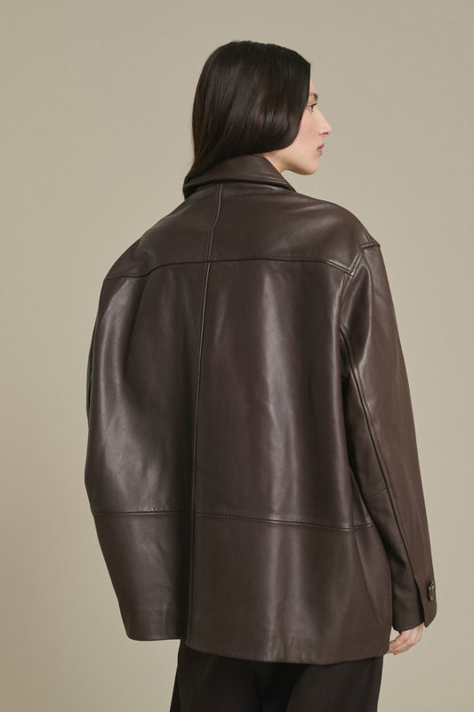 Vincenzo Jacket - Taupe Smooth Leather Women - Soeur