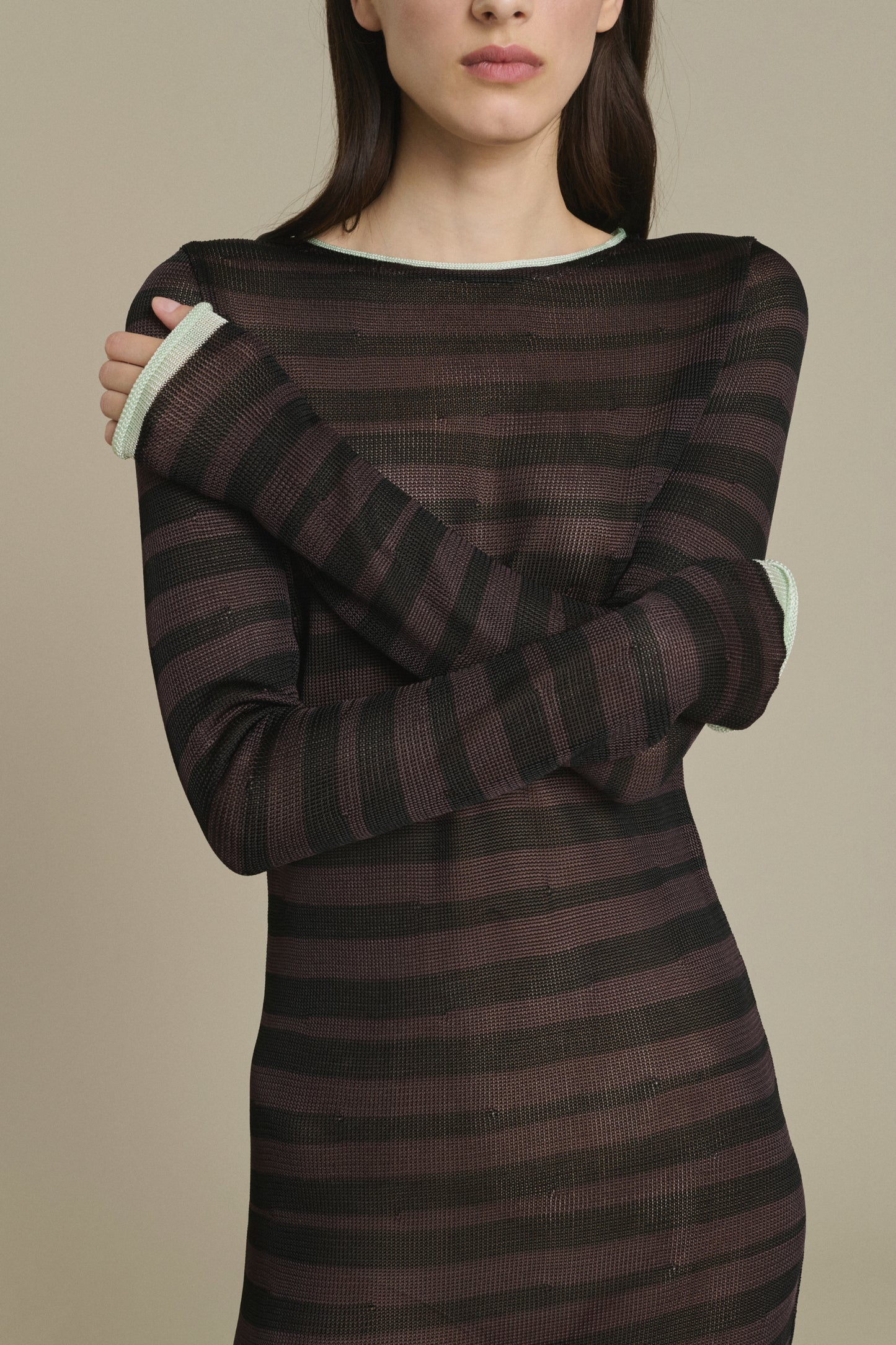 Momo long striped chocolate and black dress Soeur & TL180 - Soeur