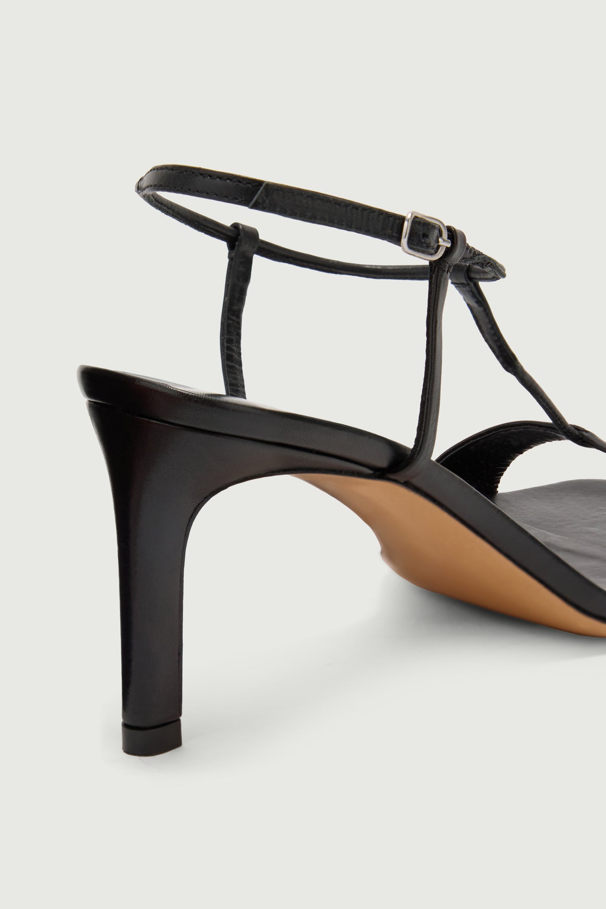 Cecilie sandals - Black Leather with Heel - Soeur vue 6