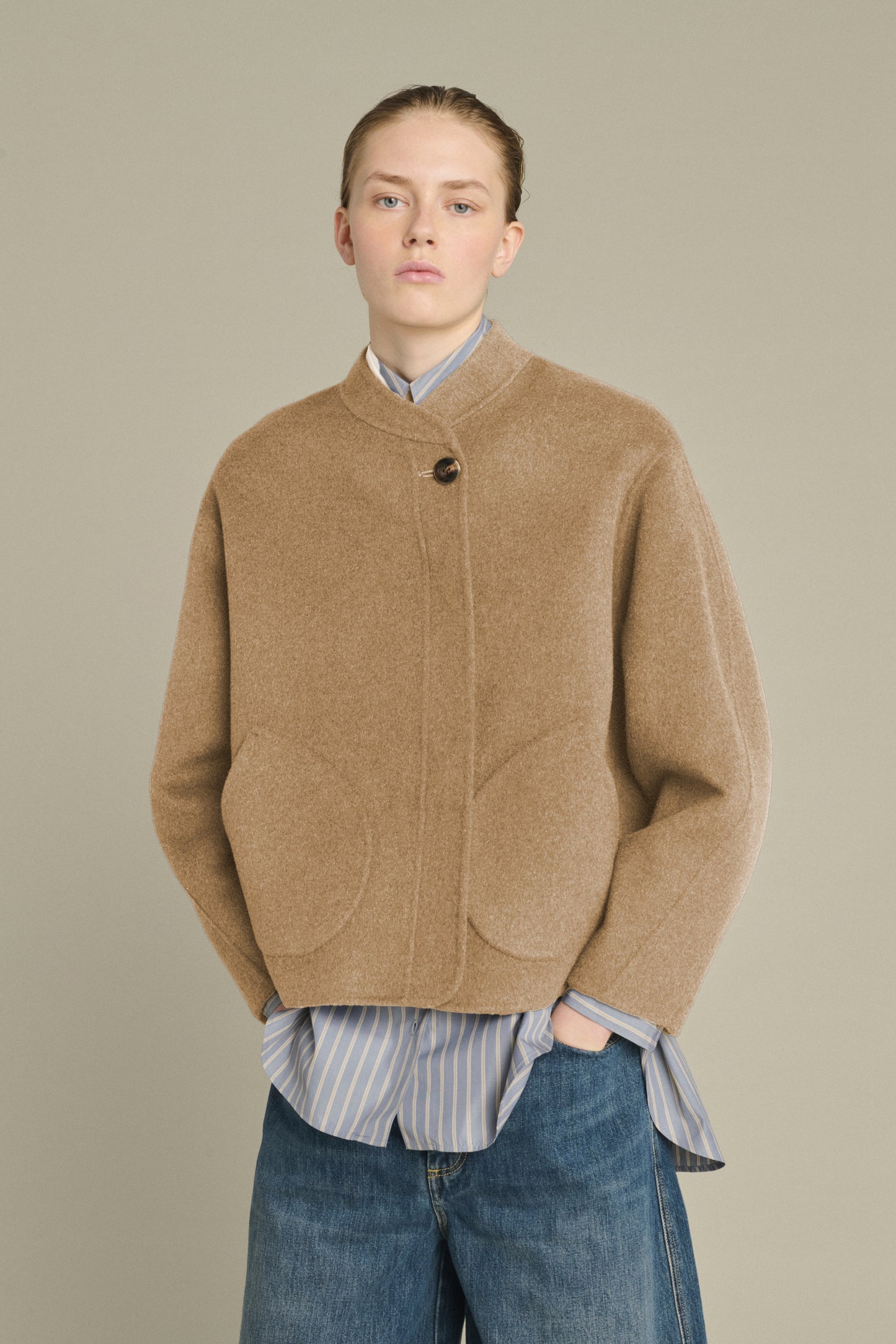 Windsor coat - Mottled camel - Wool - Women