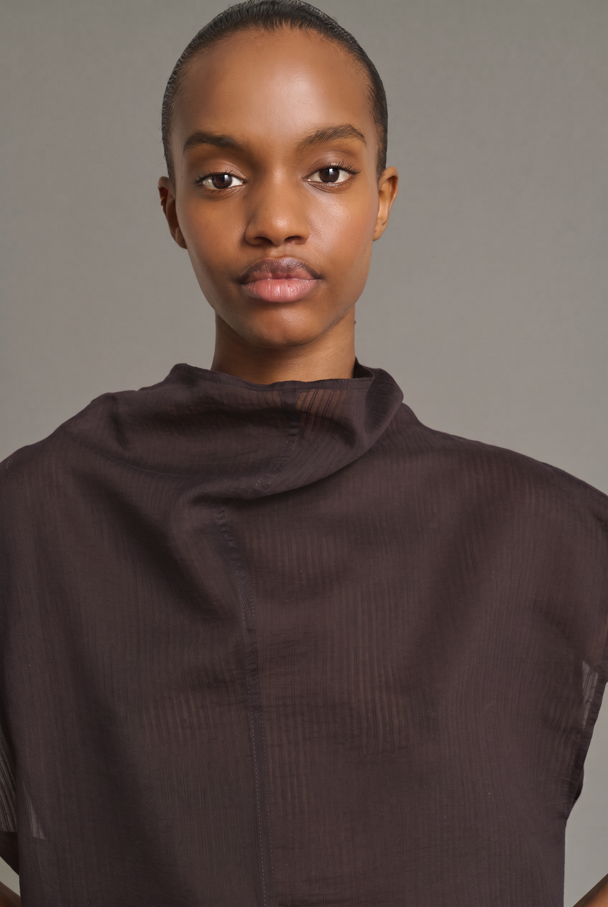 Izumi Blouse - Fig/Brown Organic Cotton Sleeveless - Soeur vue 3